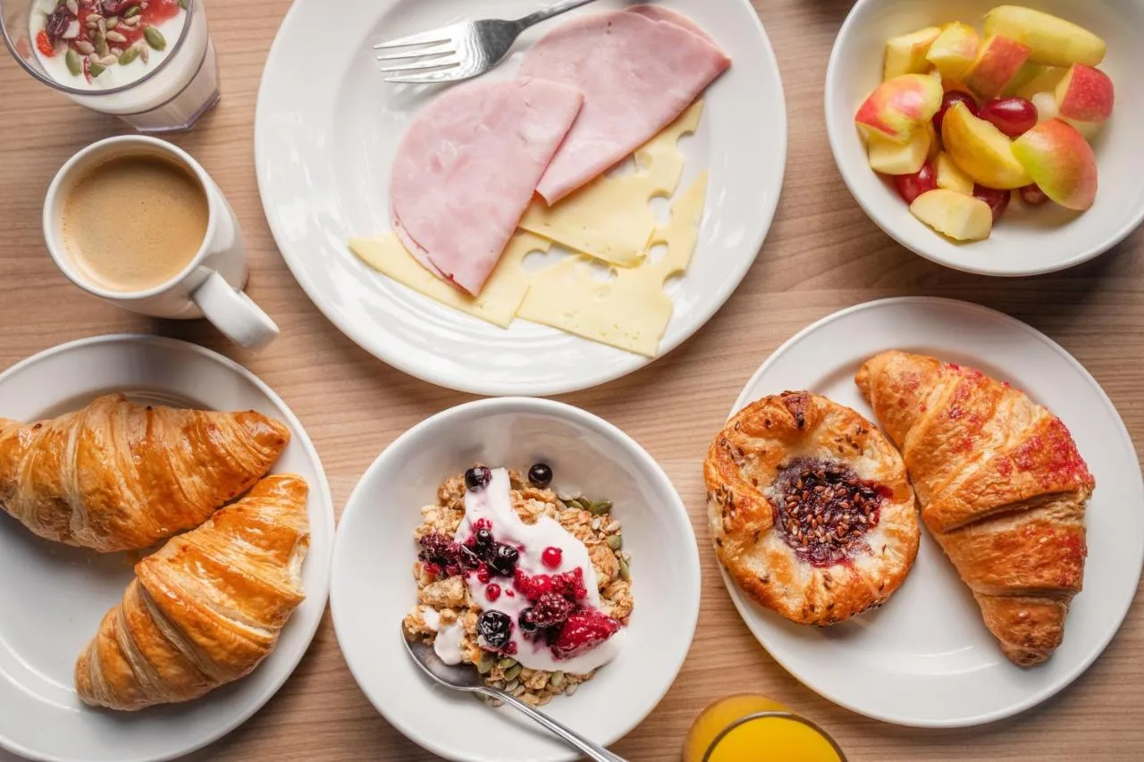Breakfast buffet spread at the Birmingham city centre aparthotel